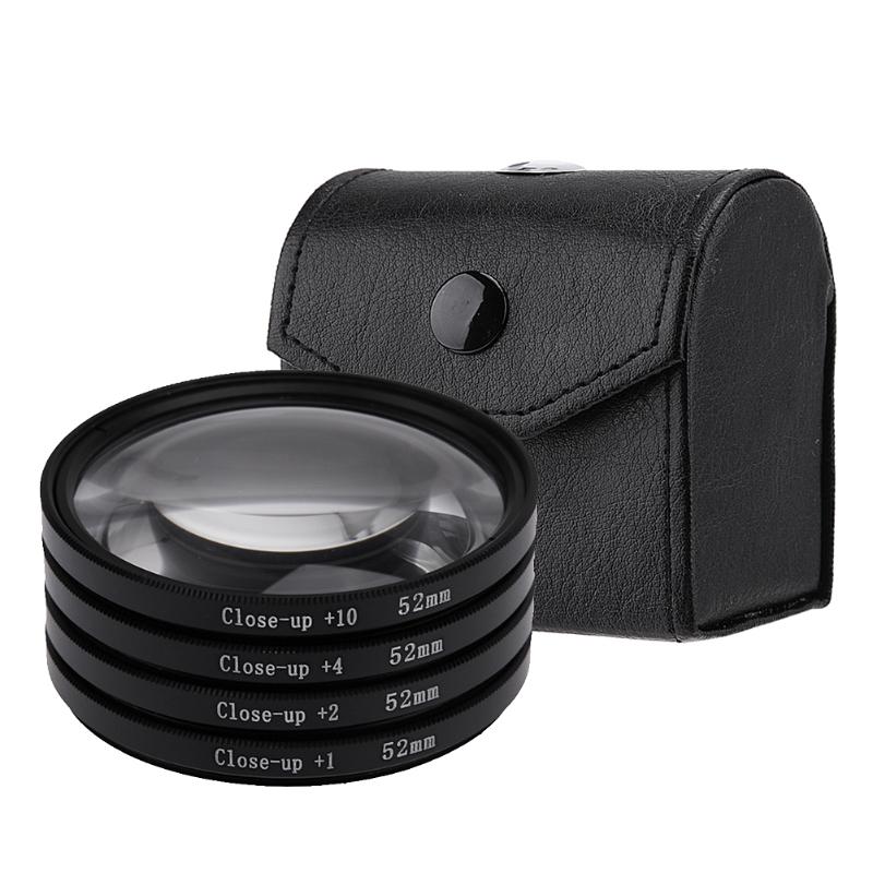 4Pcs 52Mm Close-Up Macro Lens Filter Set + 1 + 2 + 4 + 10 Met pouch Macro Lens Filter Kit Voor Canon Dslr Camera