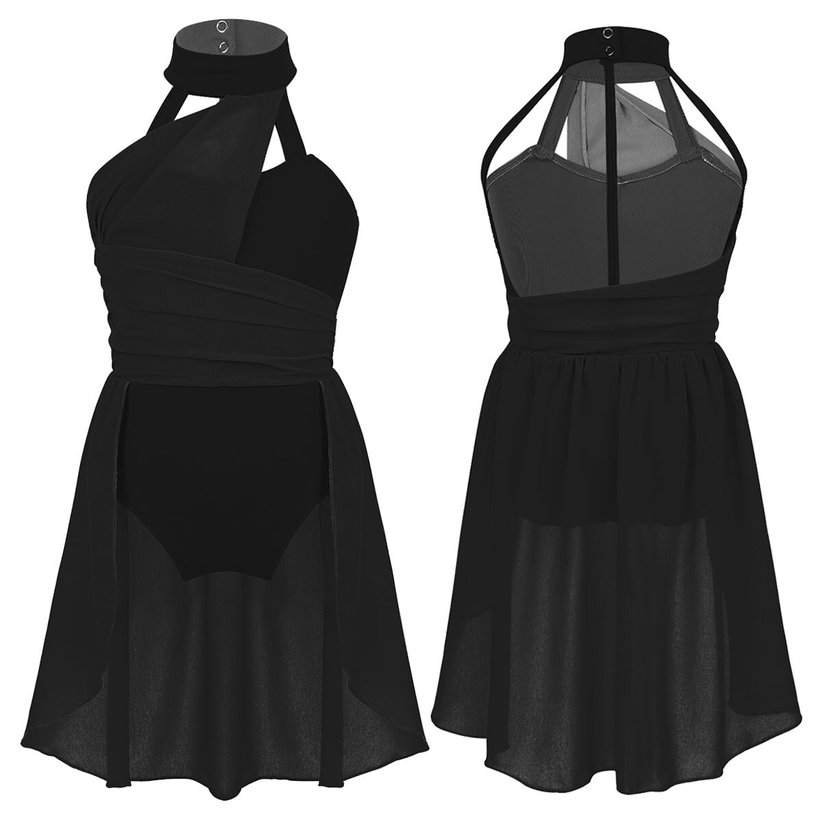 Mädchen Ballett Kleid freundlicher lyrisch tanzen Kostüm Geraffte Chiffon Mieder eingesperrt Zurück tanzen Trikot Kleid Eislaufen Kleid Dancewear: XL / Beige