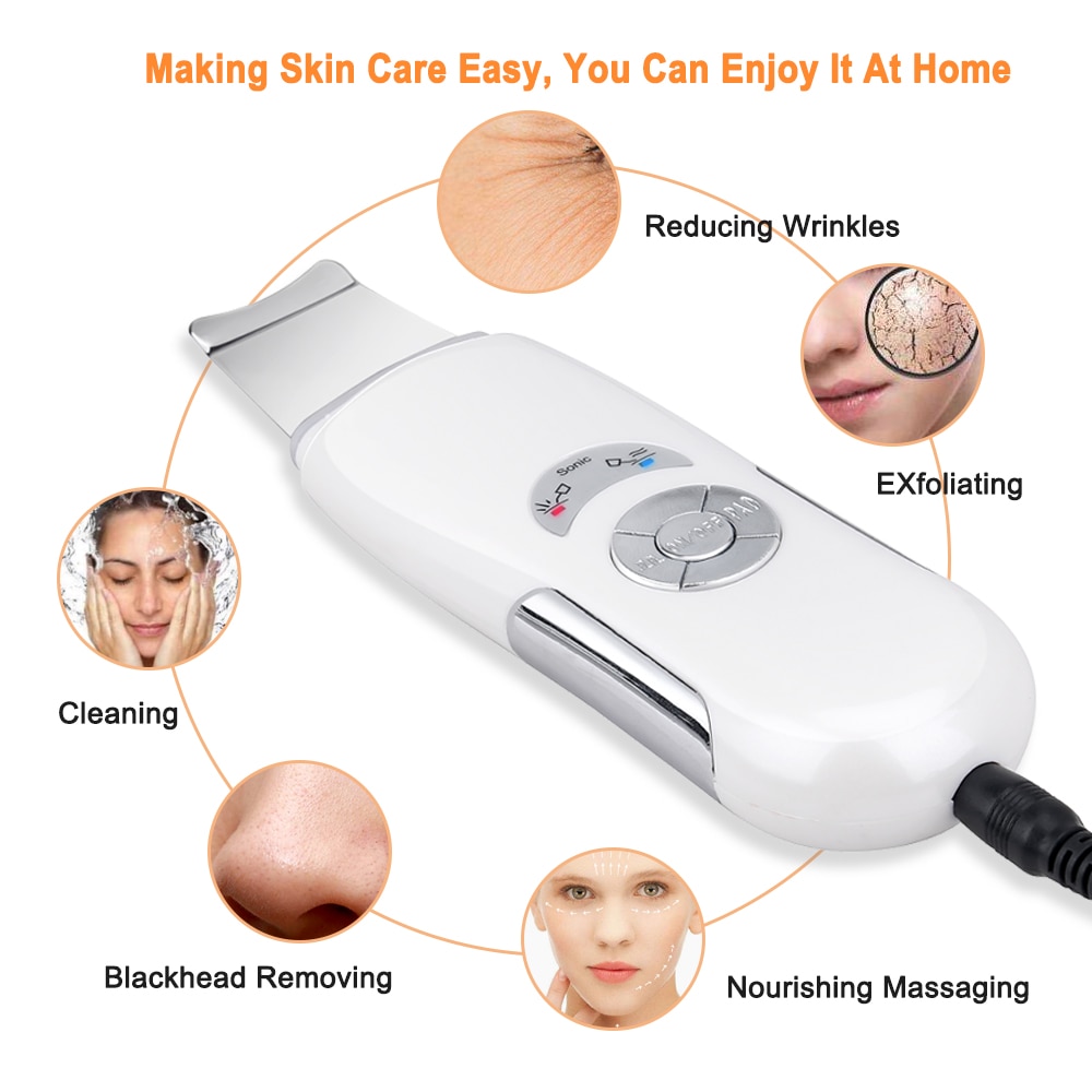 KONMISON Ultrasonic Face Cleaning Skin Scrubber Cleanser Facial Lifting Therapy Peeling SPA Ultrasound Peeling Cleasing Machine
