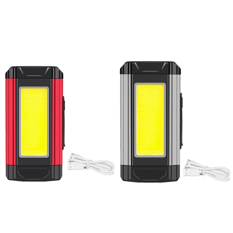 Wiederaufladbare led-arbeitsleuchte mit magnetverschluss, fünf leuchtmodi und haken für autoreparaturen und camping