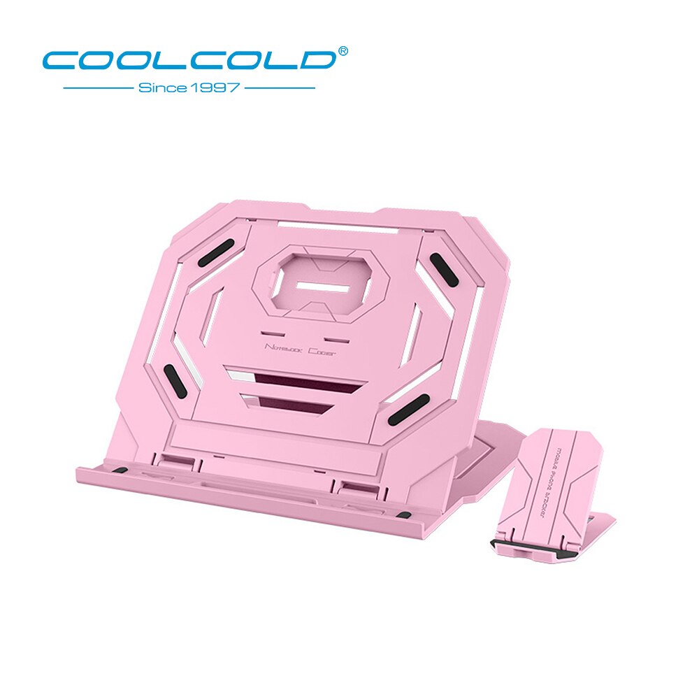 COOLCOLD Laptop Stand Tablet PC Stand Height Adjustable Laptop Cooling Pad Portable Foldable Phone Stand Support 12-15 inches: Pink