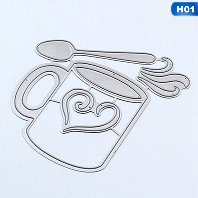 Kjærlighet hjerte kaffe te kopp bryllup album julekort håndverk dies diy preging metall kutte dies sjablonger for scrapbooking: H01