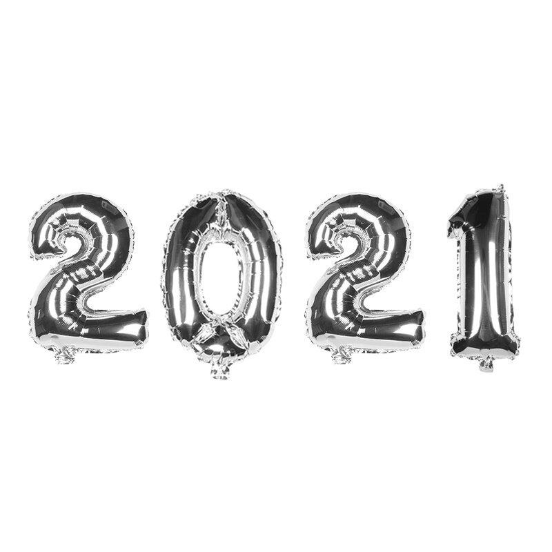 4pcs/lot 16inch Number Foil Balloons Happy Year Merry Christmas Decor Home Year Party Celebration Supplies: Silver