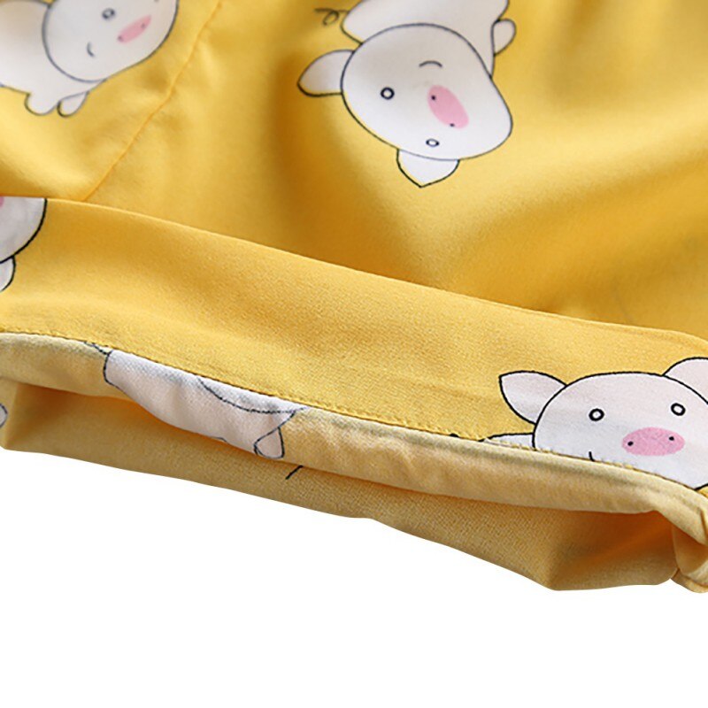 Barn pyjamas set flickor tecknad gris mönster nattdräkt barn tecknad nattkläder gul pyjamas barn bomull nattkläder 7