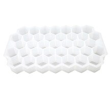 Honeycomb Shape Ice Cube Tray 37 Cubes Silicone Frozen Mold Maker No Lid: White
