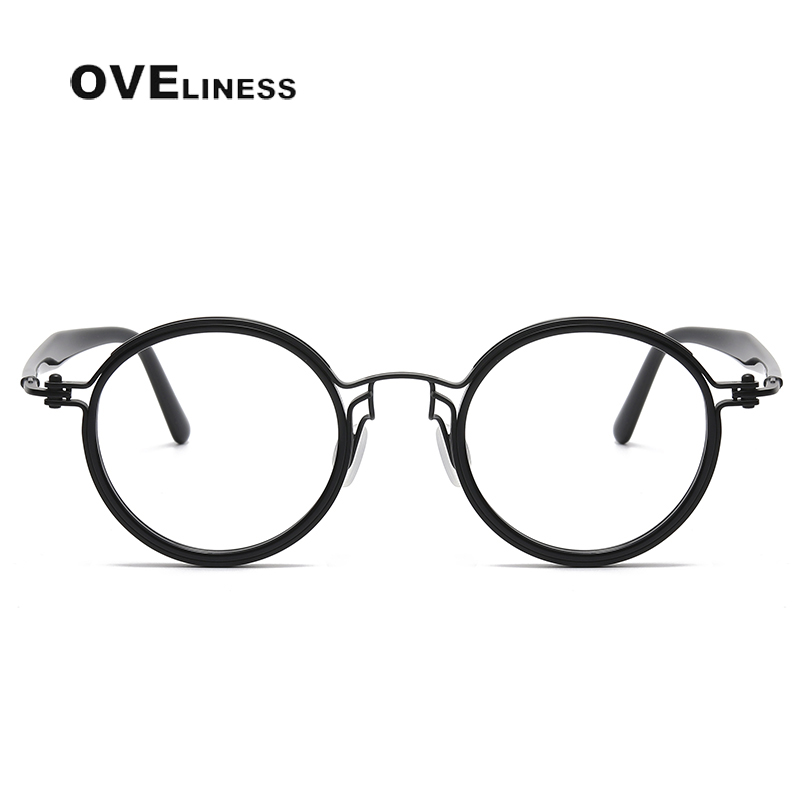 Jahrgang Runde Acetat Titan Brille Rahmen Männer Myopie Optische Brillen Rahmen Frauen Korea Luxus Brillen