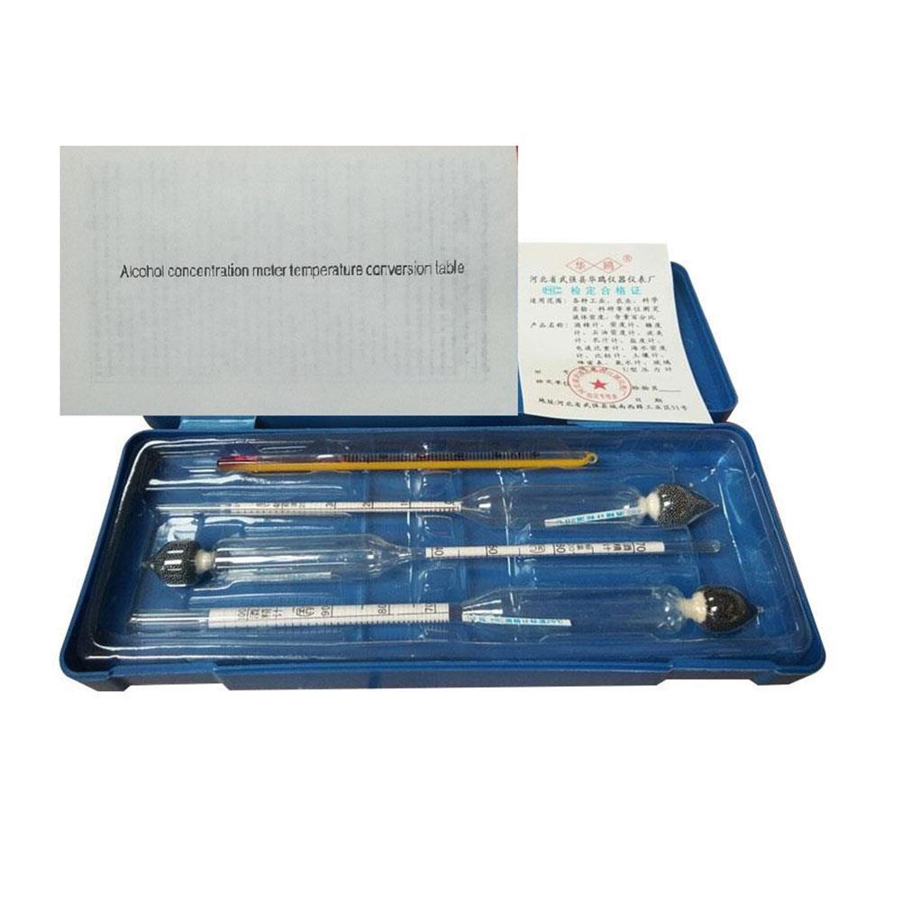DIY Hydrometer + Thermometer Alcohol Meter 3Pcs 0-100% Proof