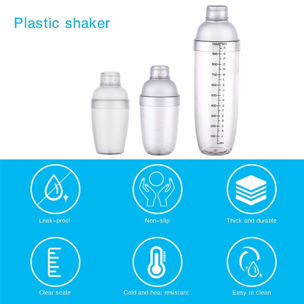 Pc Plastic Martini Cocktail Shaker Schaal Wijn Drank Mixer 350/530/1000 Ml Cocktail Mixer Drinken Party bar Bar Gereedschap