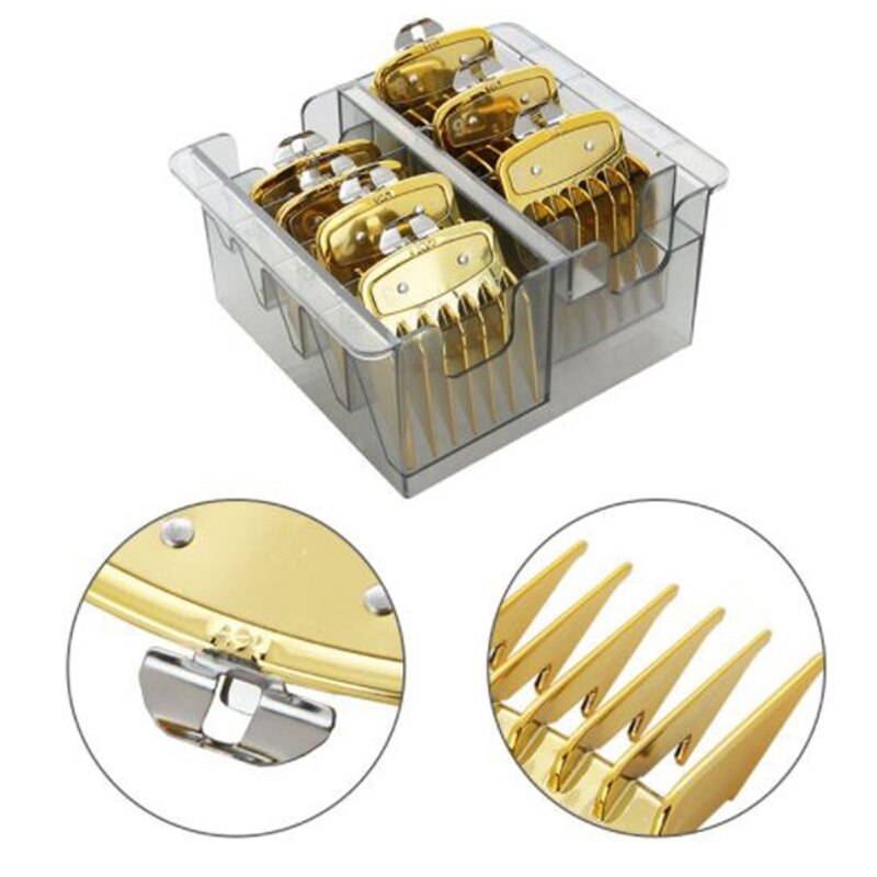 8 Sizes Hair Clipper Limit Guide Comb Metal Hair Clipper for WAHL Comb Universal Hair Clipper Comb in Gold with Box