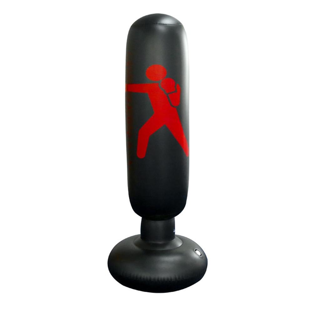Verticale opblaasbare bokszak pvc verdikking bokspilaar tumbler gevechtskolom bokszak fitnesstool verdikking opvouwbaar: Zwart