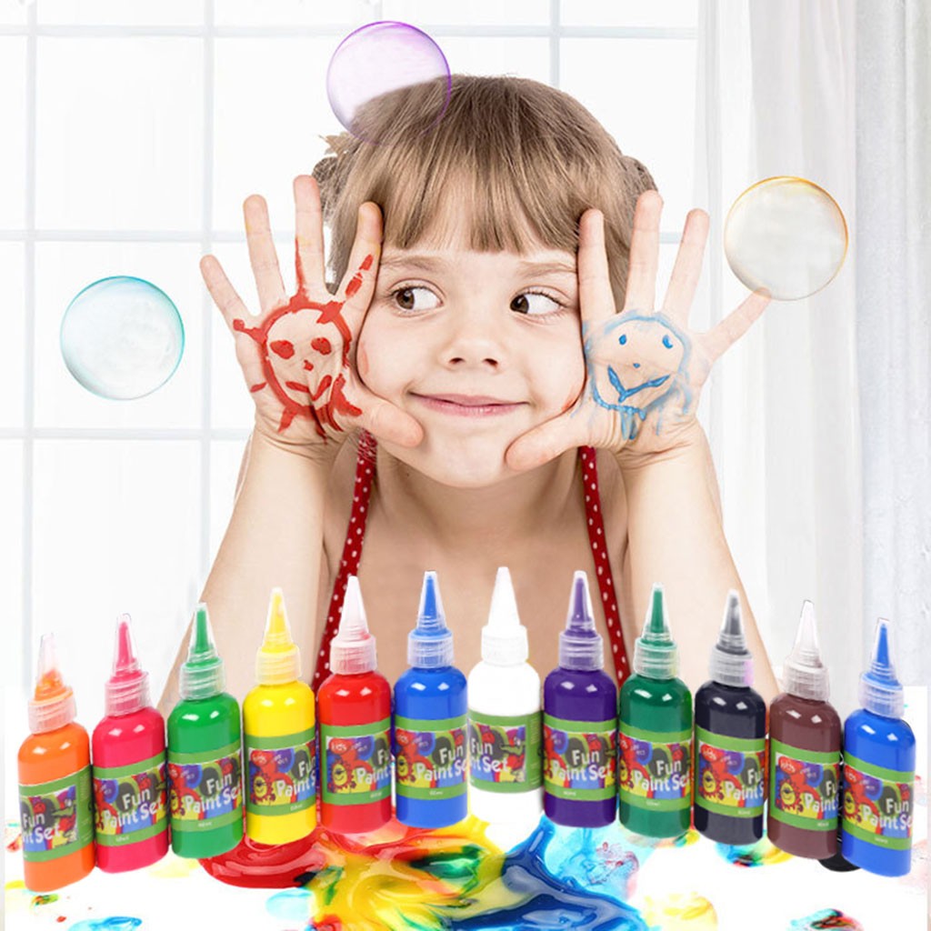 60 Ml Wasbare Kinderen Verf Acryl Verf Slang Diy Muur Schilderen Art Verf Handgeschilderde Kleurrijke Textiel Verf Fel @ 25