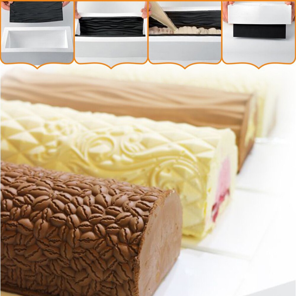 Silicone Swiss Cake Mould Yule Log Mold Large Buche Form Silicon Fondant Mat Impression Lace Moulds Color Random