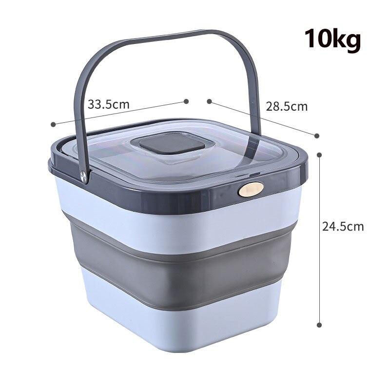 Foldable Pet Food Storage Containers Large Capacity Airtight Dog Cat Dry Food Storage Sealed Bucket Pet Accessories: Gray
