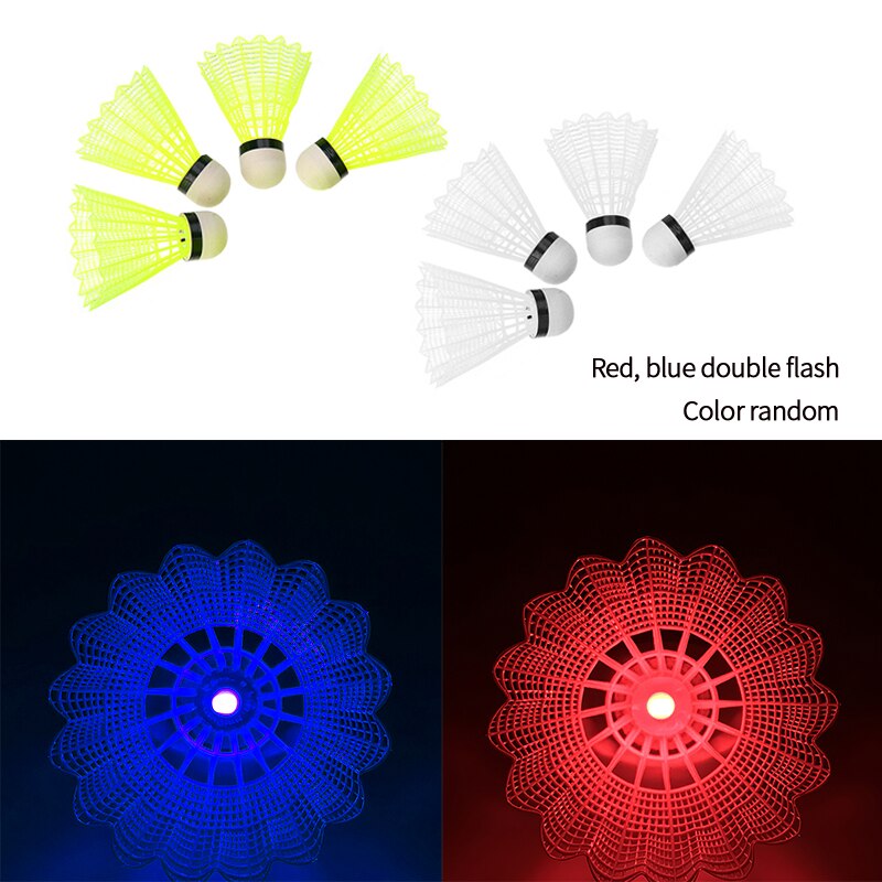 Flash Bal Kleurrijke Led Light Badminton Bal Outdoor Nylon Led Badminton Bal Glowing Light Up Badminton Bal: Red blue