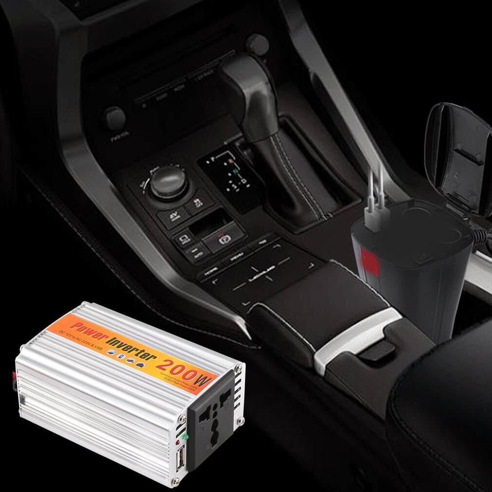 Auto-omvormer 12v 220v met usb-auto-stroomomvormer 12v dc naar  ac 220v adapter auto-adapter 200w autostyling