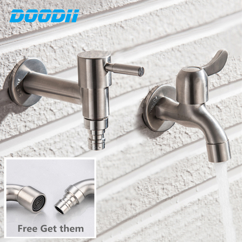 DODI 304 Edelstahl Garten Wasserhahn Zauberstab Montiert Gebürstet draussen Bibcock Garten Waschbecken Mopp Verlängern Wasserhahn Mopp Schwimmbad Wasserhähne