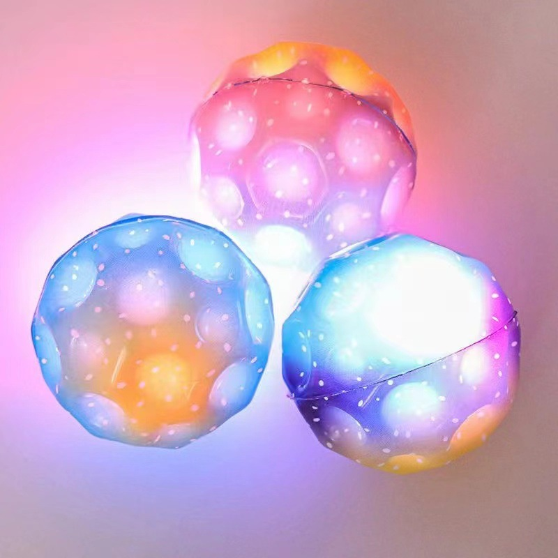 Bola quicando extrema alta com luz led bola espacial brilhante crianças brinquedos ao ar livre brinquedos fidget alívio do estresse buraco bola