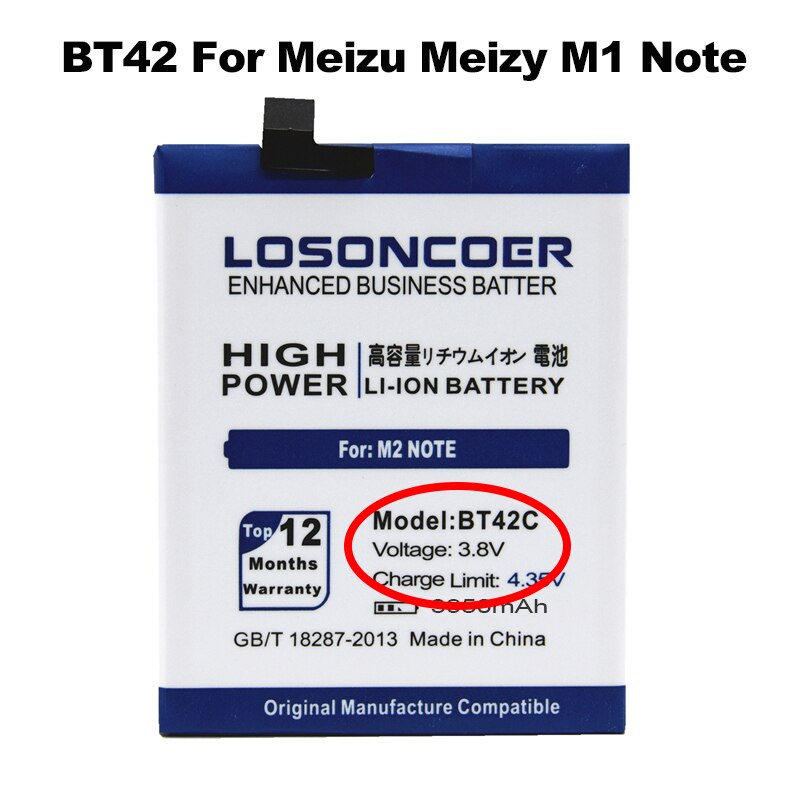 5100mAh BT40 BT41 BT42 BT42C BT43C batería para Meizu M2 Mini batería de MX4 Pro Meizy M1 nota MX4 MX 4 M460 M461 M2 Meilan Note 2: BT42C Battery