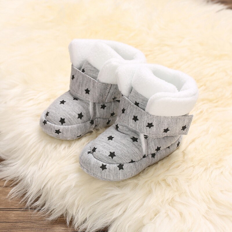 Baby Mädchen Schuhe Winter Plus Samt Nette Stern Weiche Sohle Winter Bootie Schuhe Winter Warm Boot Schuhe 0-18M Heißer: H / M