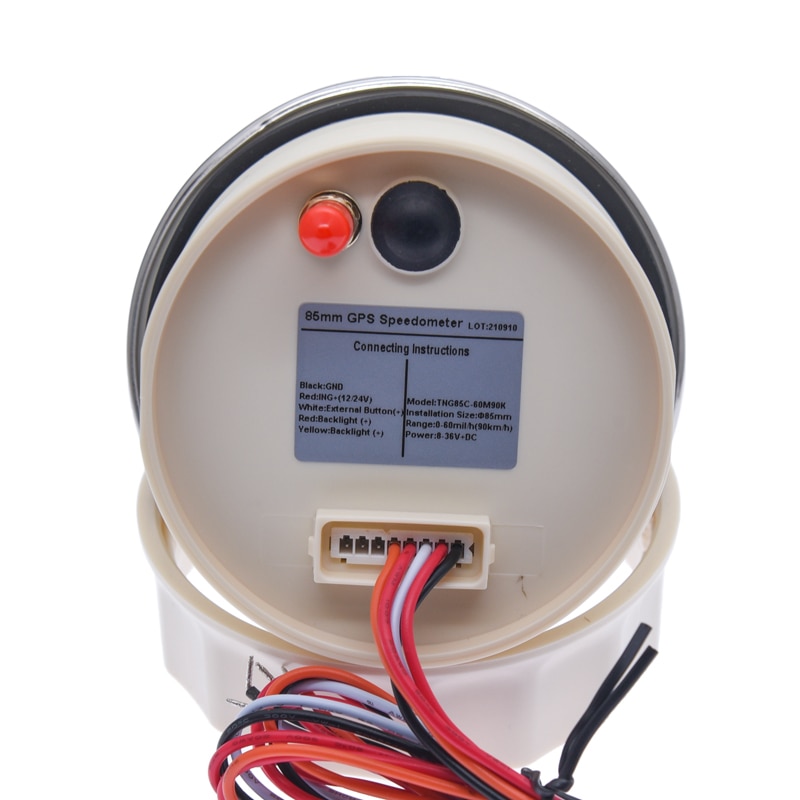 85Mm Gps Snelheidsmeter Gauge 60 Mph 90 Km/h Totale Kilometerstand Kilometerteller Voor Motorfiets 12V 24V Rood Geel backlight