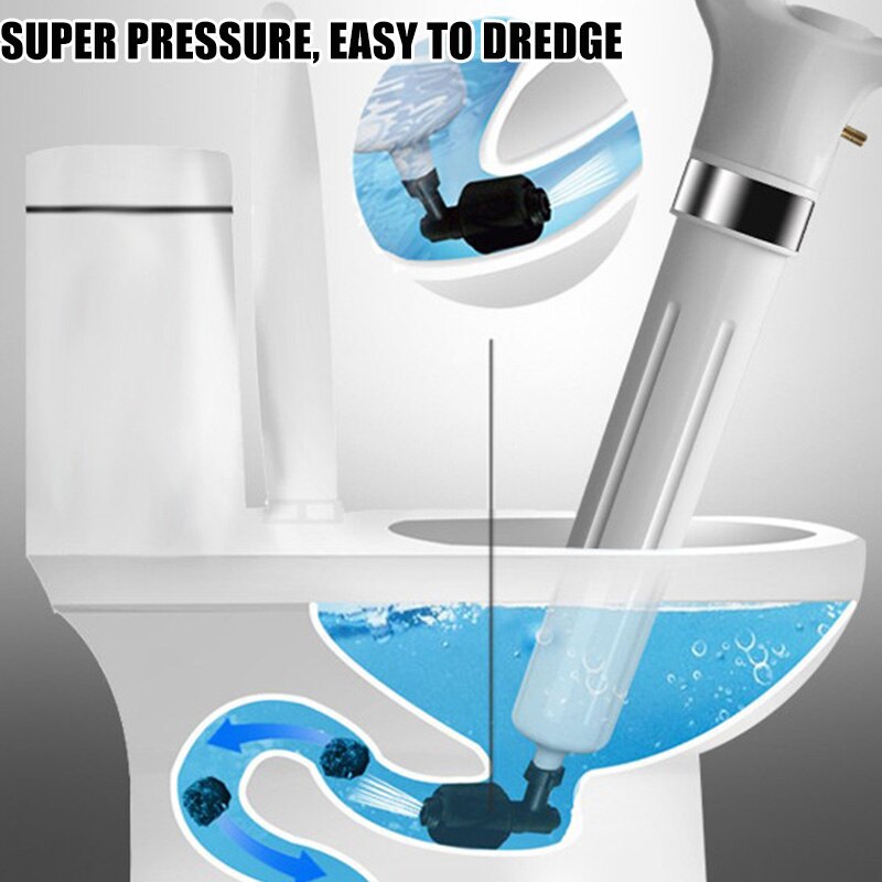 High Pressure Automatic Air Drain Blasters Guns Air Pump with 4 Heads Sink Drain Dredge Tool Powerful Toilet Plunger Cleaner