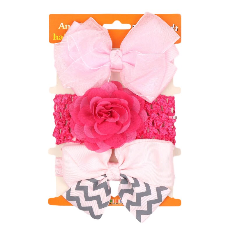 Children's Hair Ornaments Set 61158 Women's Cute Baby Cotton Bow Headband 3 Pairs/pack Red Elastic Headband: 4