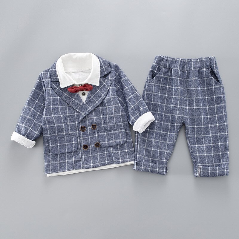 Hylkidhuose Baby Jongens Kleding Sets Peuter Baby Kleding Suits Herfst Plaid Jas T-shirt Broek Kind Casual Kostuum