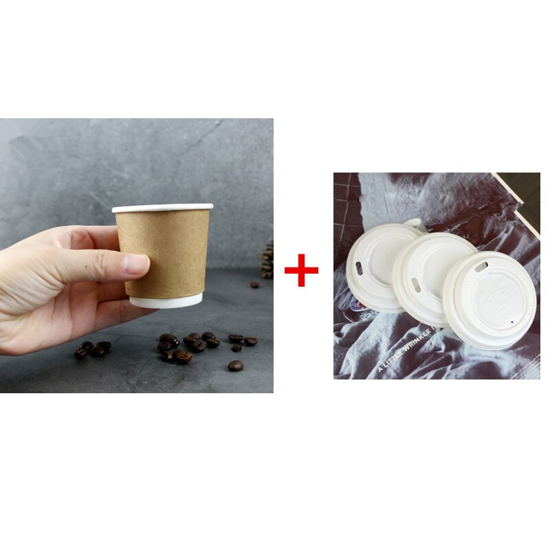 50 Stuks Double Layer Thicken Wegwerp Koffie Cup 4 Oz 100 Ml Kleine Mini Melk Drinken Thee soja Papier Cups Met Covers: cup and lid4