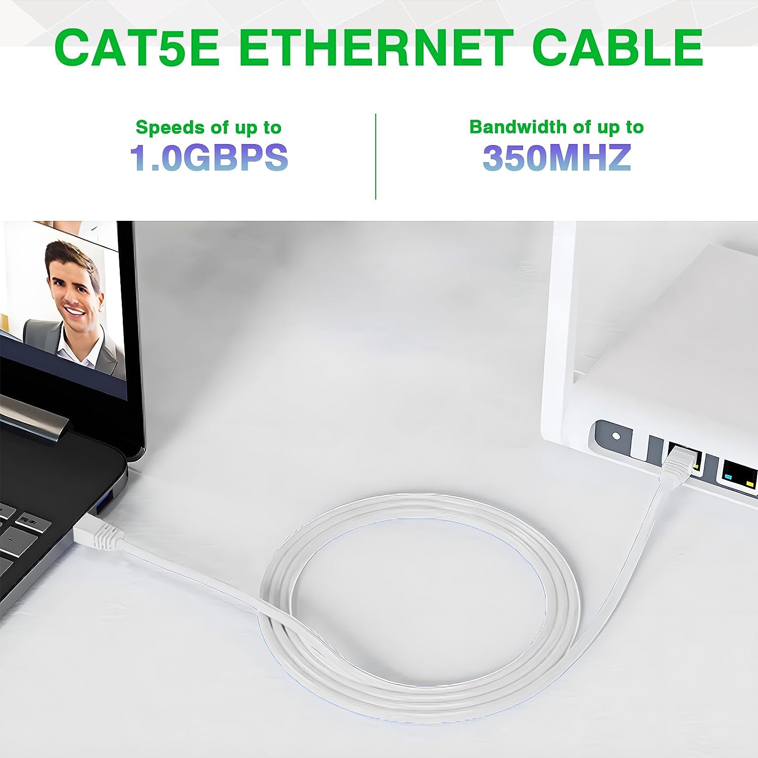 Ethernetkabel - støtter cat 5 /  cat 5e /  cat 5 rj45 datanettverksledning sprøytestøpt krystall pvc-hode for kontordatamaskin