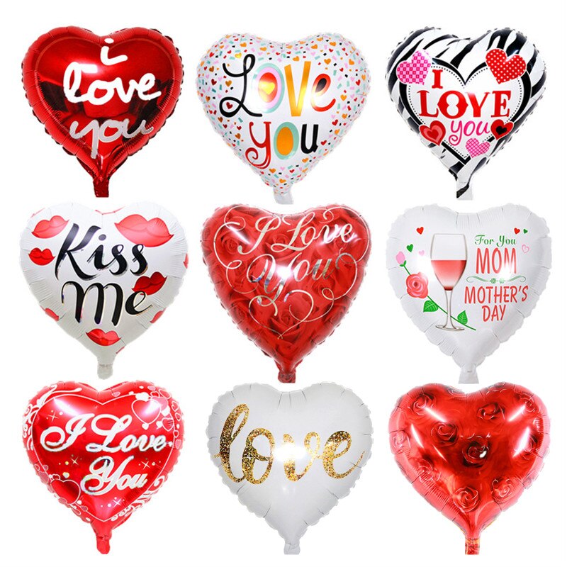 Gelukkig Romantische Valentijnsdag Hartvormige Aluminiumfolie Gekleurde Ballonnen Baby Verjaardagsfeestje Liefde Ballonnen Liefde U Perzik Horen