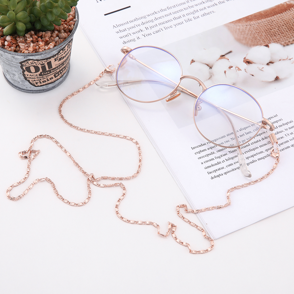 Dawapara lanyard til briller snor briller tilbehør metal prægning solbriller kæde hals snor stropholder rosa guld