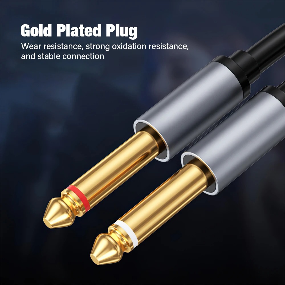 Cavo Jack da 3,5 a doppio 6,35 Aux maschio a 6,5 mm mono 3,5 mm TRS a doppio cavo Audio adattatore Y-divisore da 6,35 mm per amplificatore miscelatore