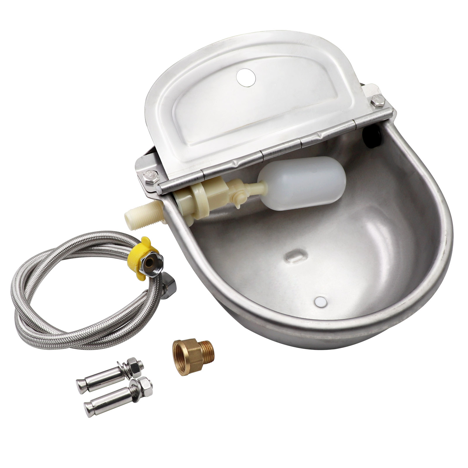 Cow Drinking Bowl Stainless Steel Automatic Float Water Outlet Cup Goat Drinker For Pig/Cattle/Sheep/Horse/Dog With Tube: 1 sets