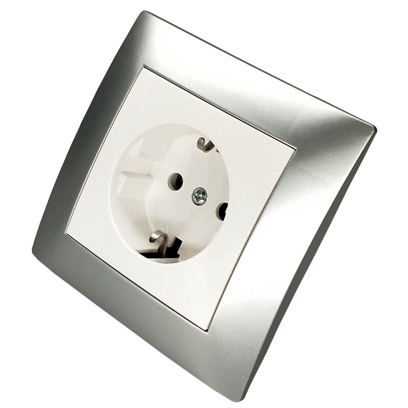 Wall socket singel Socket withearth with brown color frame European standard DIY Socket 16A 250V Decorative
