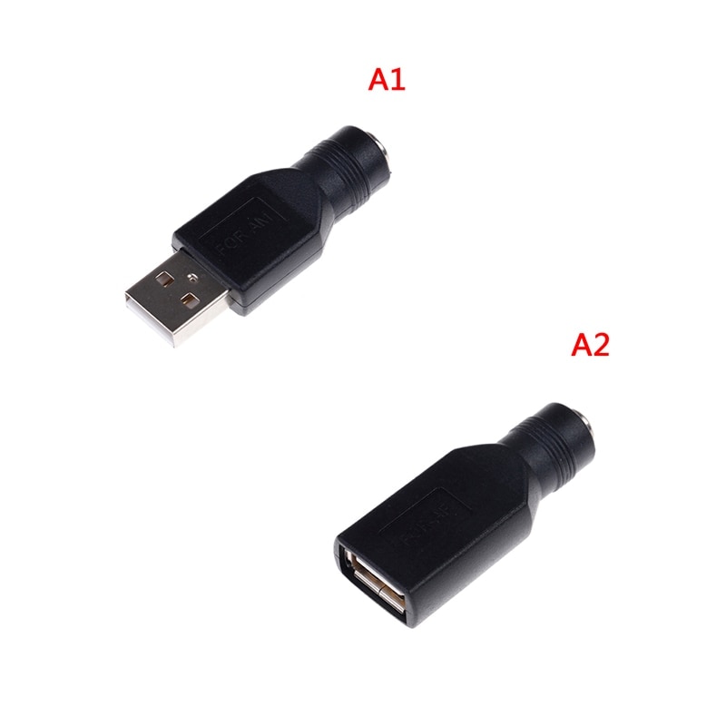Female Jack To USB 2.0 Male Plug/ Female Jack 5V DC Power Plugs Connector Adapter Laptop 5.5*2.1mm Black Color