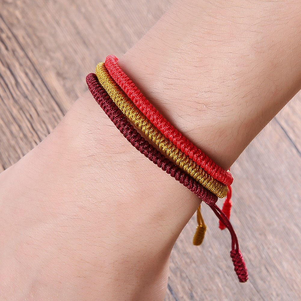 Pulsera budista hecha a mano de la suerte con lazo, el mejor tibetano, joyería para mujer, , 1 unidad, pulsera de hilo rojo de