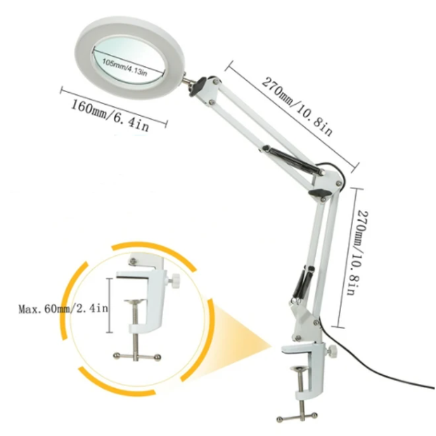 72 10x LED-leuchtlupe mit usb-anschluss und 3 farben, Ideal für lötkolbenreparaturen, als tischlampe oder hautpflege-werkzeug.: Weiß