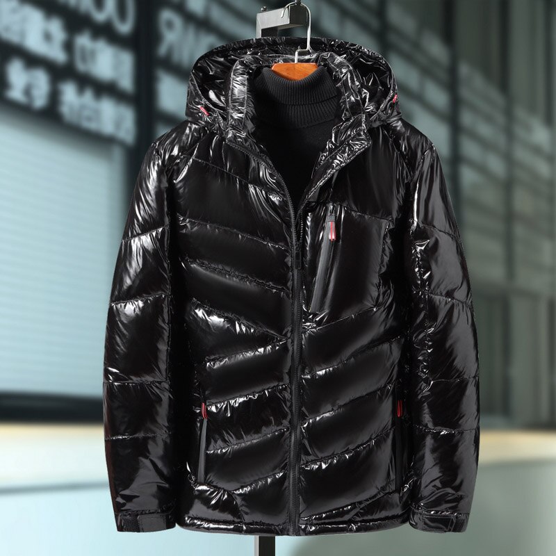 Lyst skinn vinterjakke for menn tilfeldig parkas yttertøy vanntett tykkere varm stativ krage yttertøy frakk 5xl 7xl 9xl: Svart / 5xl