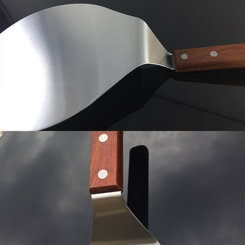 Stainless Steel Pizza Shovel with Wooden Handle Pizza Peel Anti-scalding Pizza Paddle Spatula Cake Shovel Kitchen Accessories