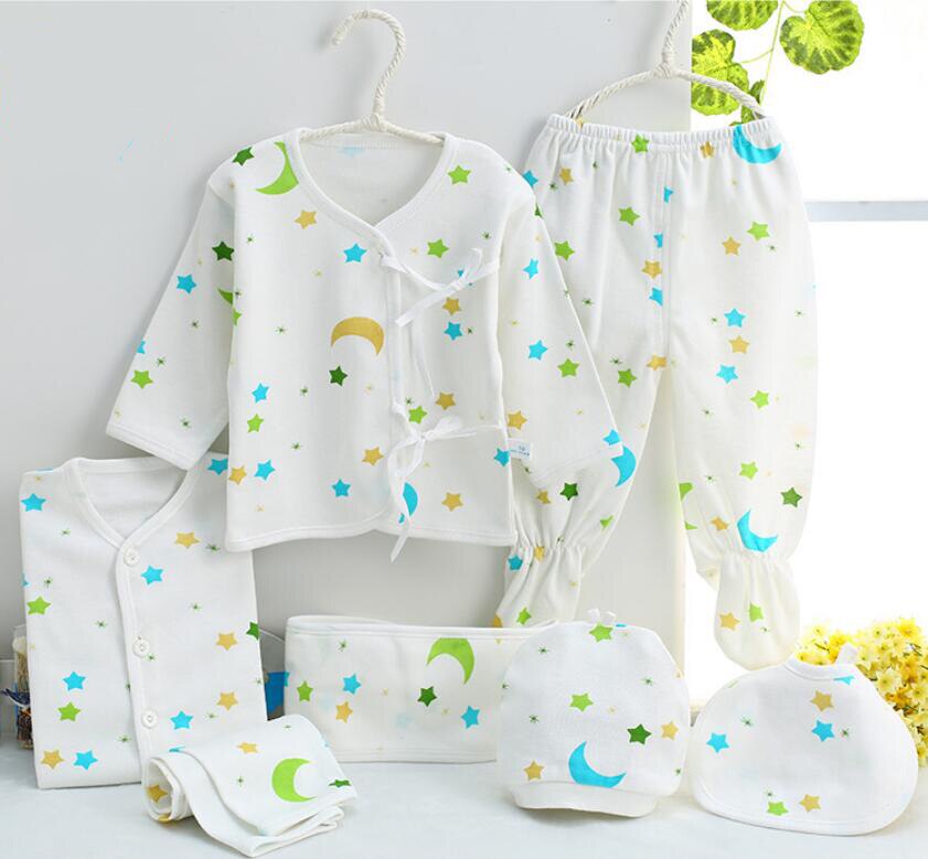 Ensembles de vêtements pour bébés | Ensemble en coton, pour -né fille garçon, chemise + pantalon + barboteuse + chapeau + culottes, ensemble de 7 pièces: CJM048L