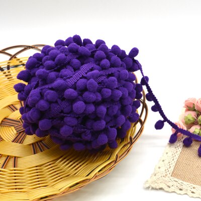 verkoop 5yd/lot 25mm breedte kleurrijke PP bal elastische kant lint kwastje trim naaien materiaal accessoires voor thuis decoratie: purple 500