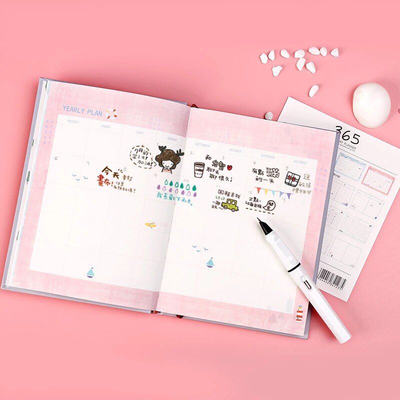 Notebook Kawaii Stationery Diary Notebook School Office Notebook 365 Days Yearly Monthly Daily Planner Organizer