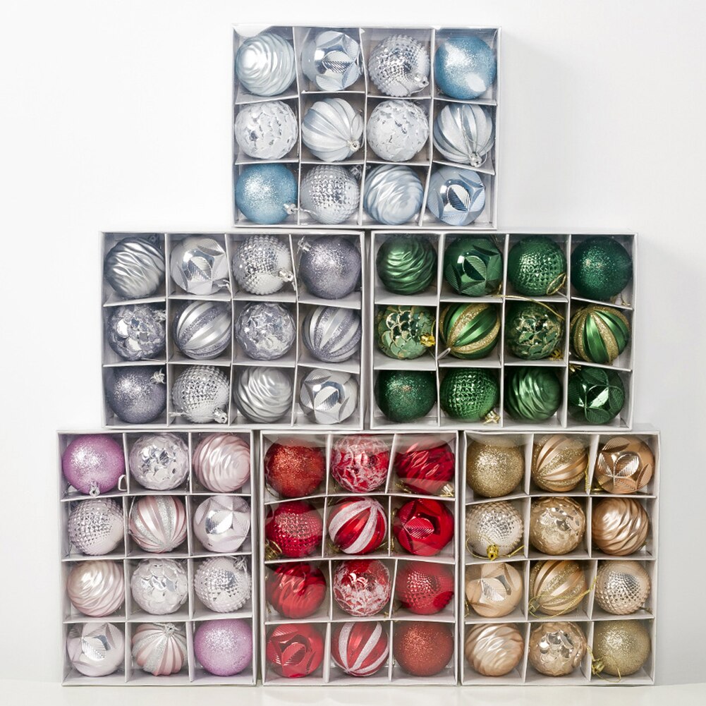 Sparkly Christmas Tree Ball Ornaments balloon Ball 12Pcs 5.5cm Glitter Baubles Balls Christmas Tree Ornament Party Hanging Decor