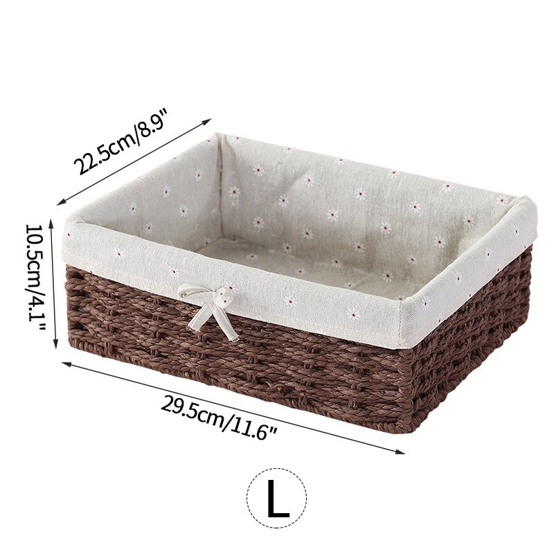 Handmade Woven Storage Baskets Panier Rangement Cesta Mimbre Household Items Snacks Organizer Desktop Rattan Storage Basket: Sundries Organizer L