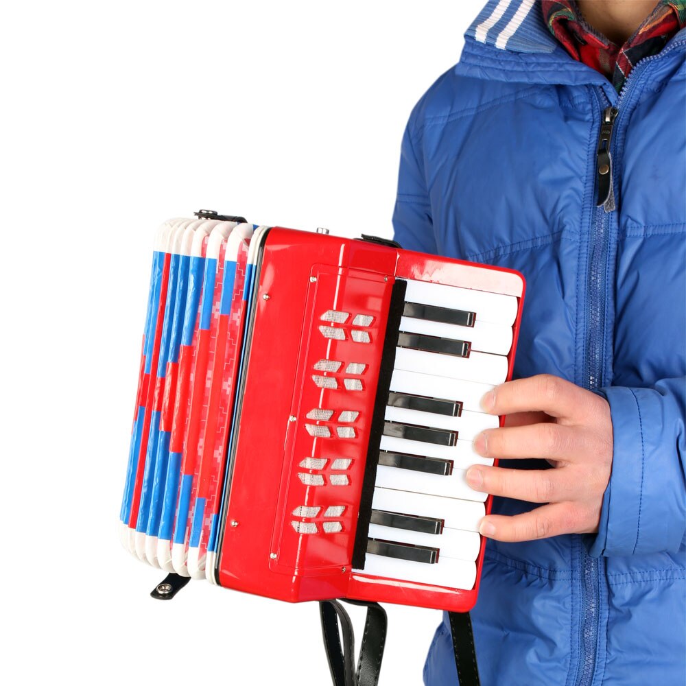 17 Key 8 Bass Accordion Instrument Small Accordion Educational Musical Instruments for Children Kids Blue/Black/Red