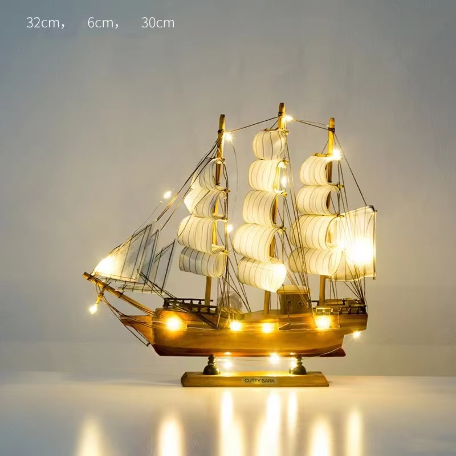 Modelo de velero de madera nórdico, decoraciones creativas, decoración de escritorio: Marrón