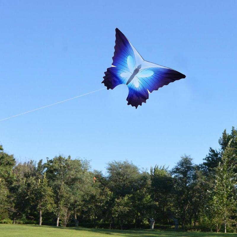 Cometa de mariposa azul + juego al aire libre para padres e hijos, 30m de línea, P7C0