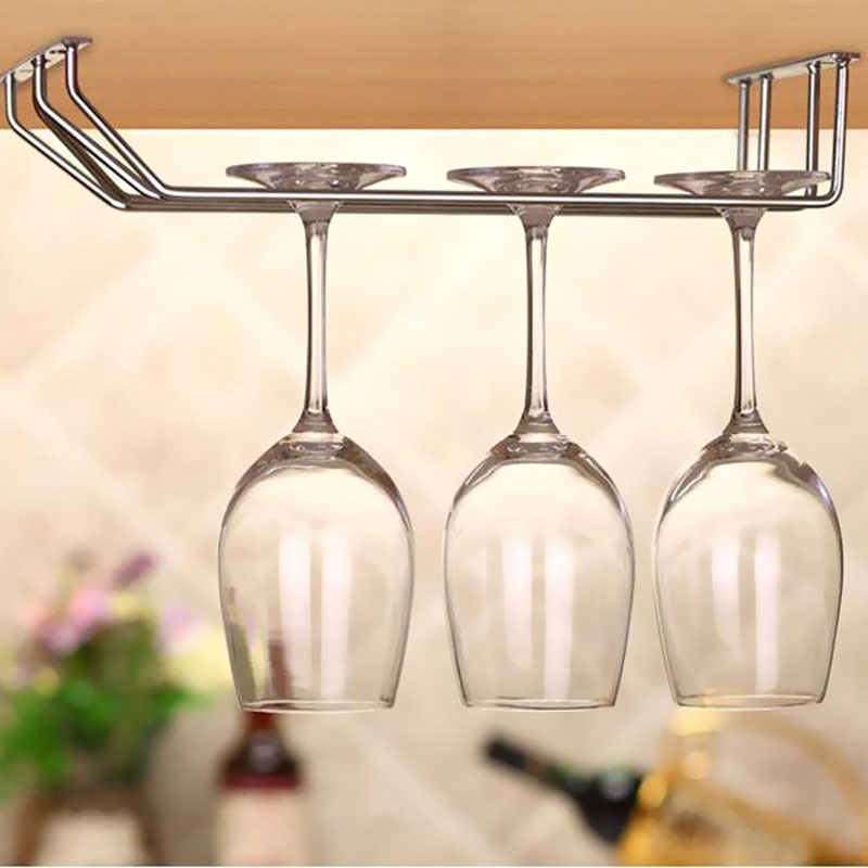 Casier à vin en acier inoxydable, organisateur de rangement, porte-verre à vin, supports à verres à pied (taille 35CM 14.17 pouces de longueur)