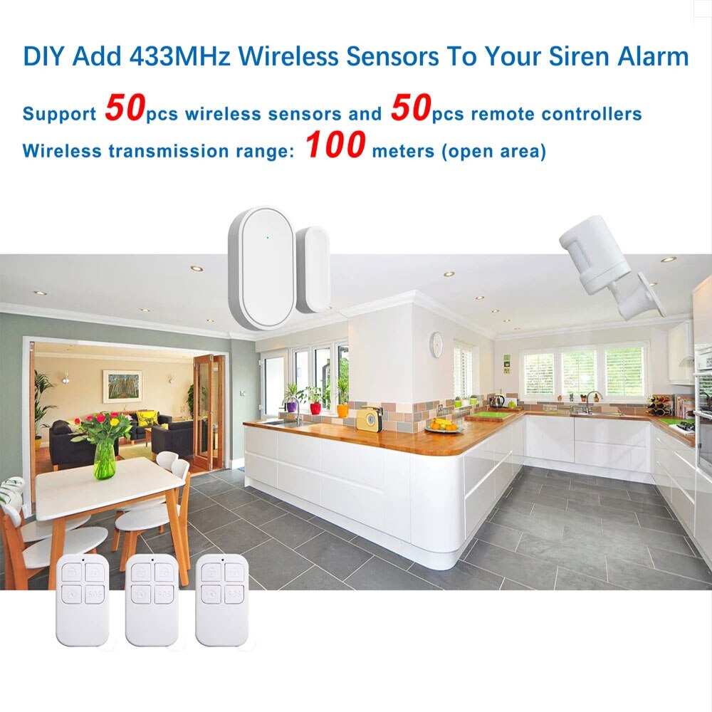 ZONAN SN11 Tuya Wifi Light Siren Alarm 100dB Loudspeaker Indoor Wireless 433MHz Strobe Siren Security for 4G Gsm Alarm System