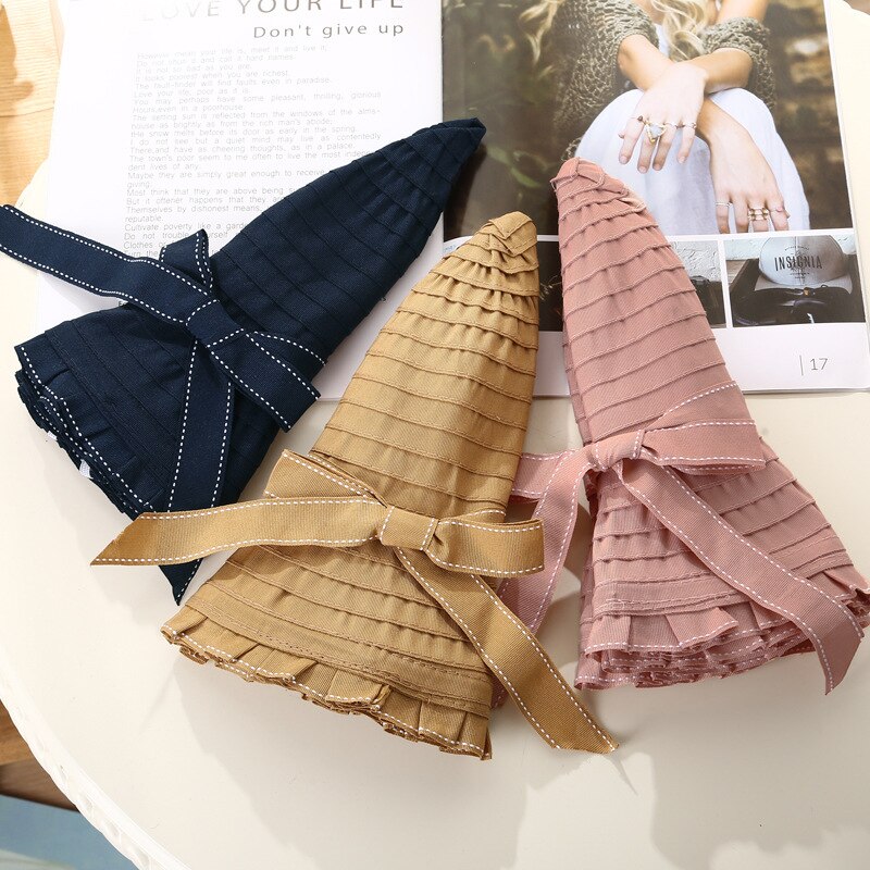 Women Hat Korea Style Bowknot Foldable Large Wide Brim Hats Anti-UV Adjustable Ladies Beach Sun Basin Caps